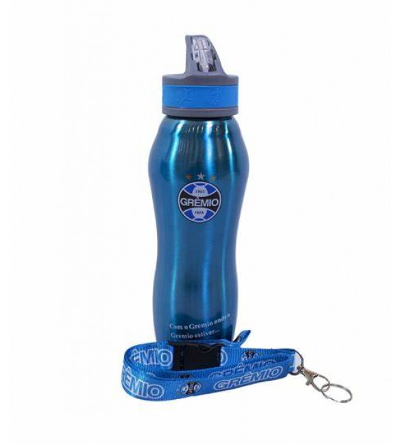 Garrafa Inox  com bico 650ml  com cordao - Gremio - Produto Oficial Licenciado 